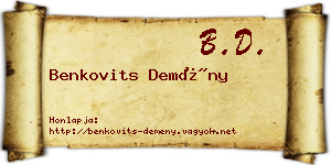 Benkovits Demény névjegykártya